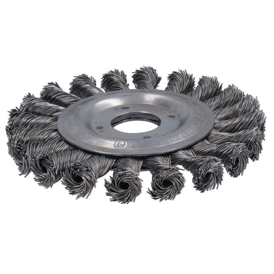 image 1 of Flat Twist Knot Wire Wheel Brush 115mm 22.2 Bore Deburring Angle Grinder TE579