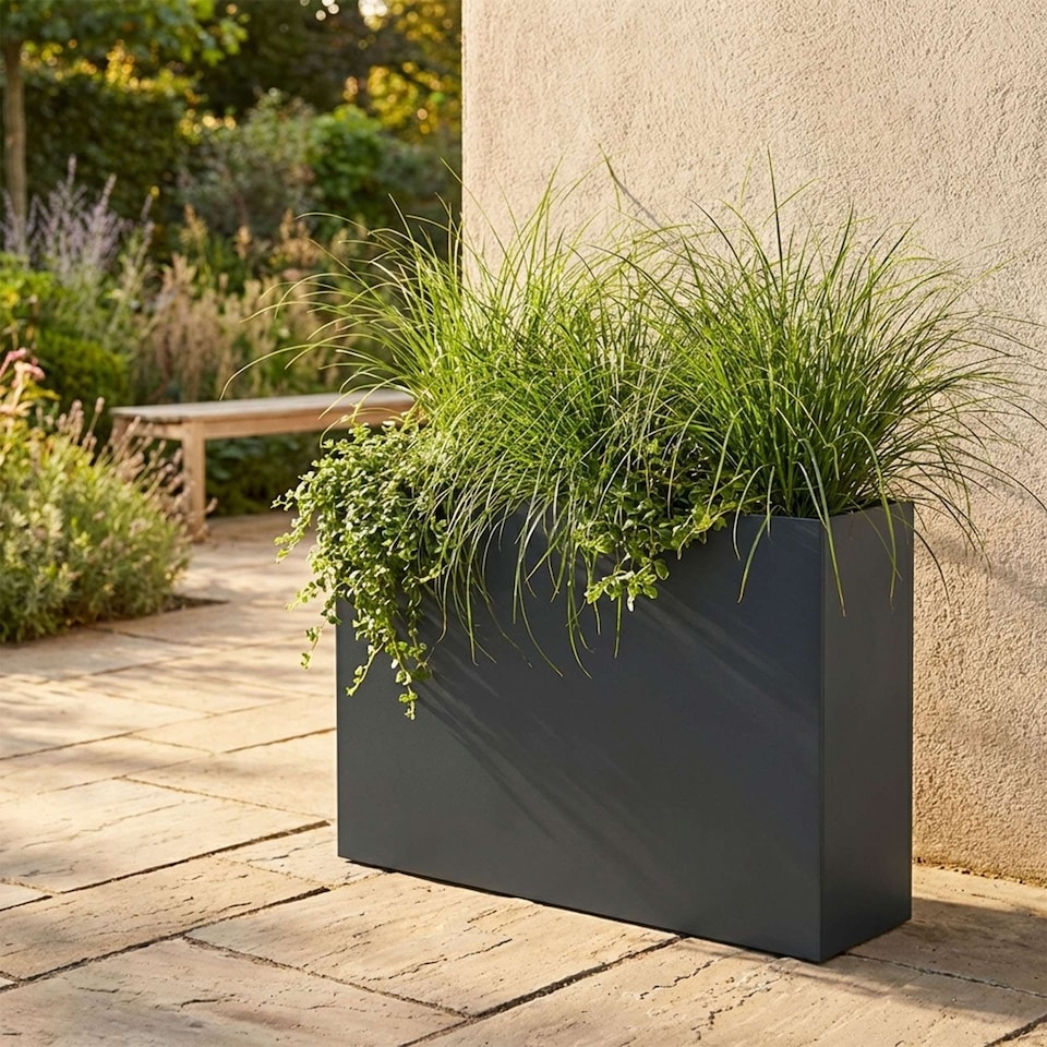 image 1 of Large Metal Planter 90cm x 82cm - Grey | Grey | Grey | 1