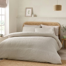 Catherine Lansfield Crinkle Seersucker Duvet Cover Set Natural Cream | Natural | Double