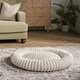 image 1 of OHS Ribbed Round Plush Plump Soft Warm Cosy Pet Dog Cat Cushioned Donut Bed Cream | L