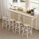 image 8 of HOMCOM Bar Table Set, Bar Table and Stools Set, Footrest and Storage Shelf, for Kitchen, Dining Room, Pub, Cafe, White and Oak