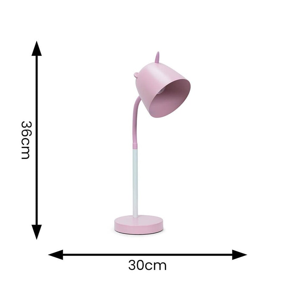 image 1 of ValueLights Adjustable Unicorn Painted Pink Table Lamp with Pink Dome Shade and Integrated LED 5W Neutral White Bulb