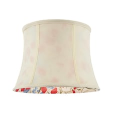 Classic Curved Cream Cotton Drum Shade with Blue and Red Floral Inner Cream