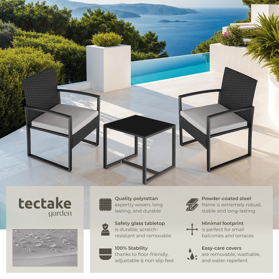 image 1 of Garden Table and Chairs Granada - 2 armchairs, coffee table, bistro set
