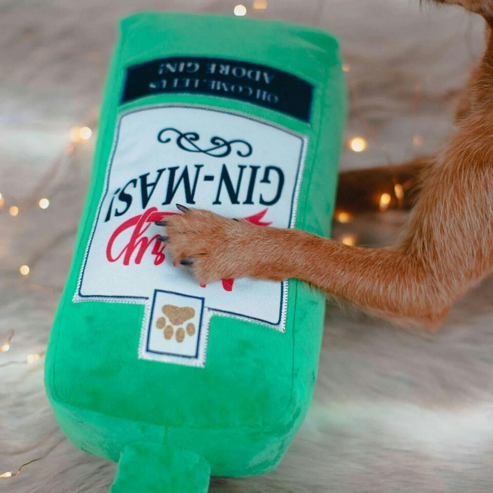 image 1 of House Of Paws Merry Gin-Mas Jumbo Dog Squeak Toy - Green/White - One Size
