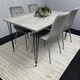 image 2 of Dining Table With 4 Chairs Modern Grey Dining Table Set With 4 Grey Velvet Chairs Dining Room Furniture