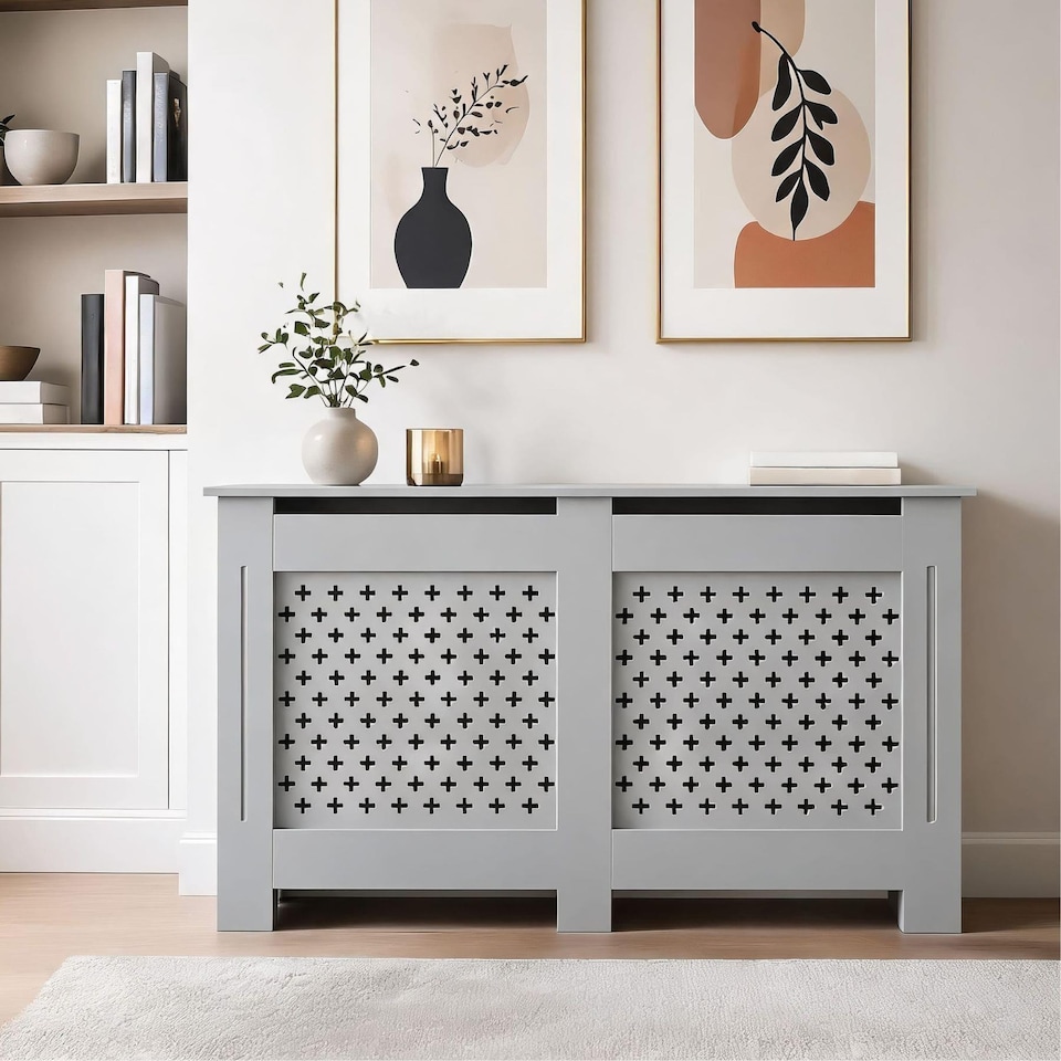 image 1 of Large Radiator Cover MDF Wooden Home Decorative Modern Design | Grey
