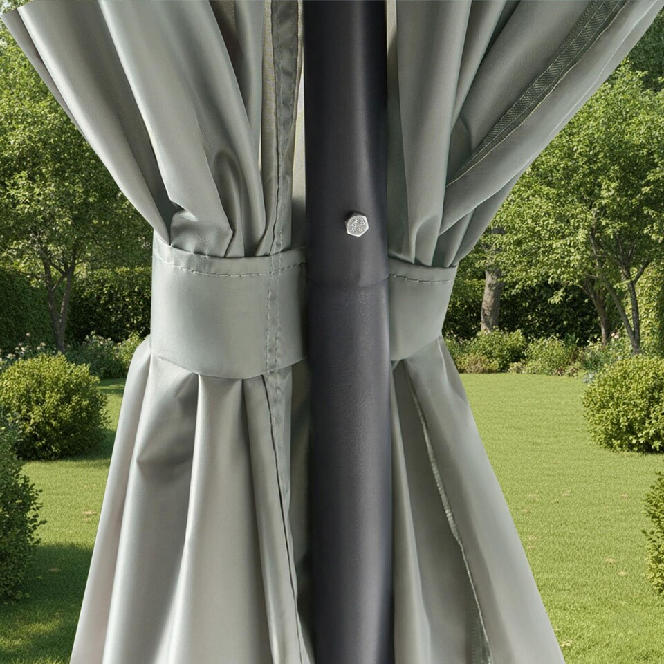 image 1 of OHS Water Resistant Garden Gazebo with Curtains Outdoor Party Tent Canopy | Grey