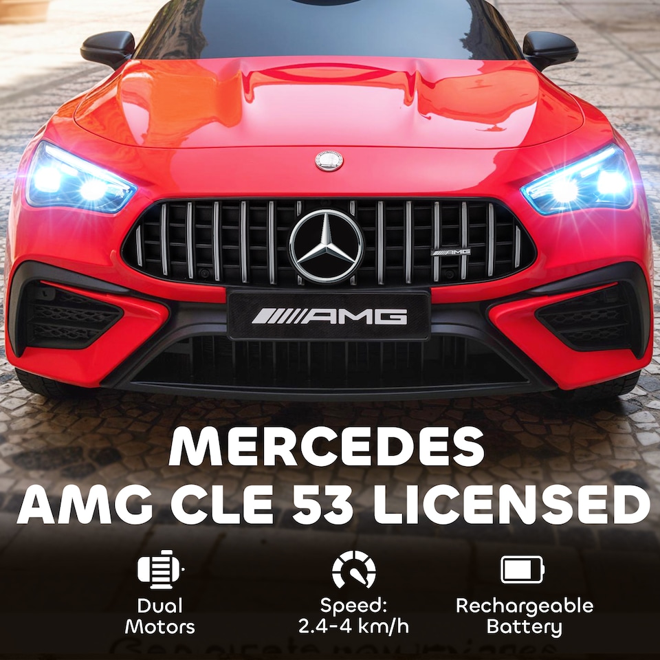 image 1 of AIYAPLAY Licensed Mercedes AMG CLE 53 Kids Electric Car, 12V Ride On Car with Dual Motors, Remote Control, Suspension, LED Lights, Music and Assist Wheels for 3-6 Years Old | Red
