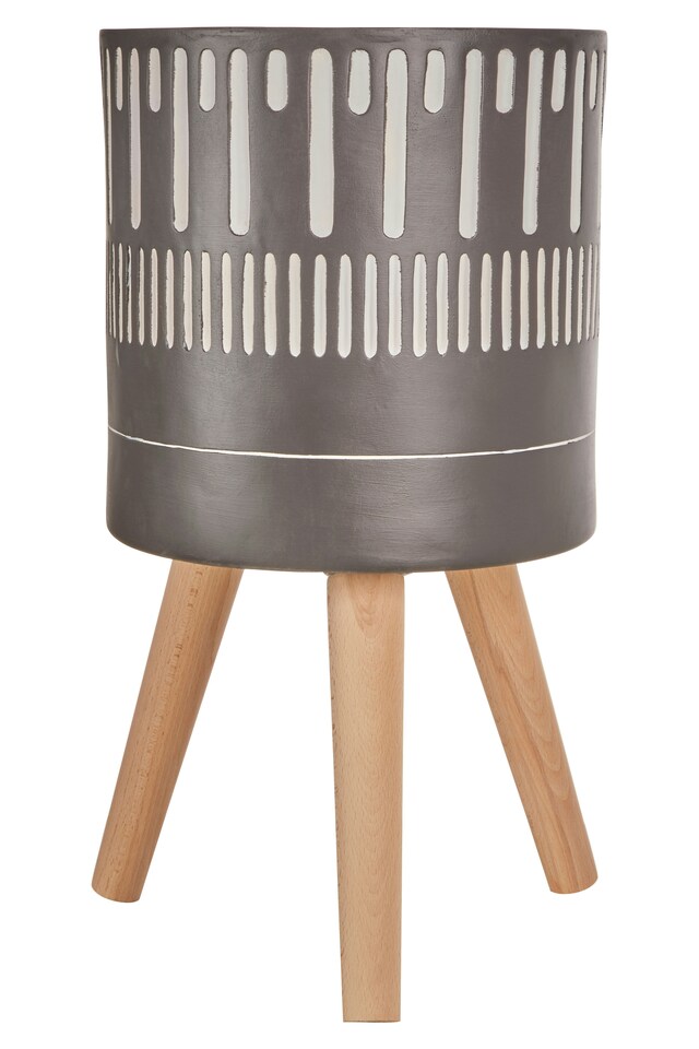 image 1 of Darnell Large Black And White Finish Planter Multi | Multi