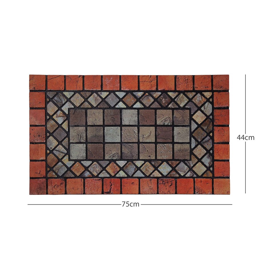 image 1 of Nicoman Rubber Elegant Red Tile Doormat - 75x44cm