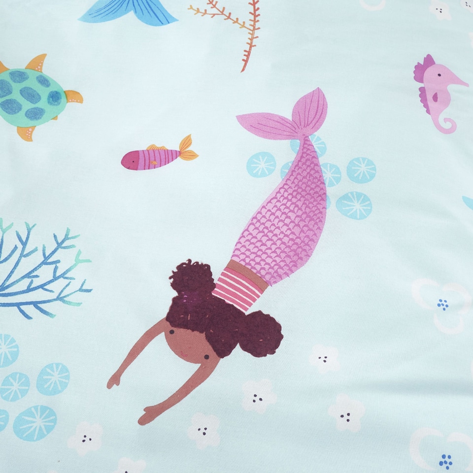 image 1 of Mermaid Reversible Duvet Cover Set | Blue