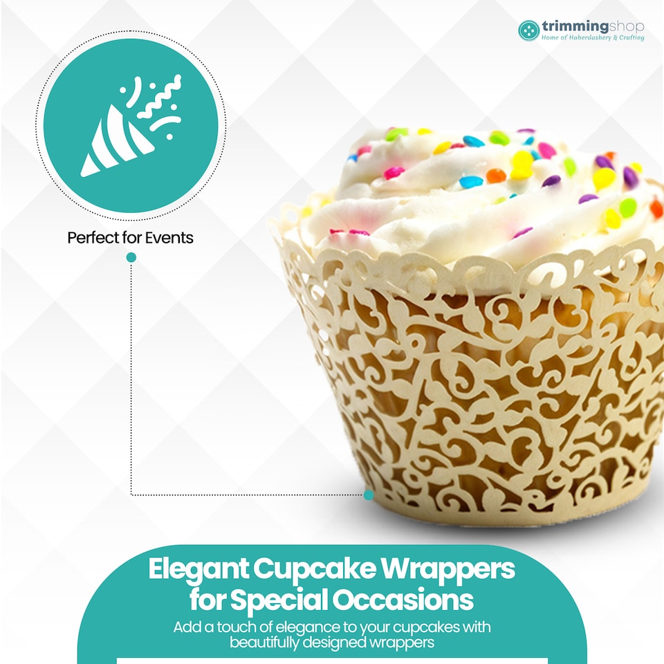 image 1 of Cupcake Wrappers Laser Cut Floral Design Paper Cup Holders - 25pcs