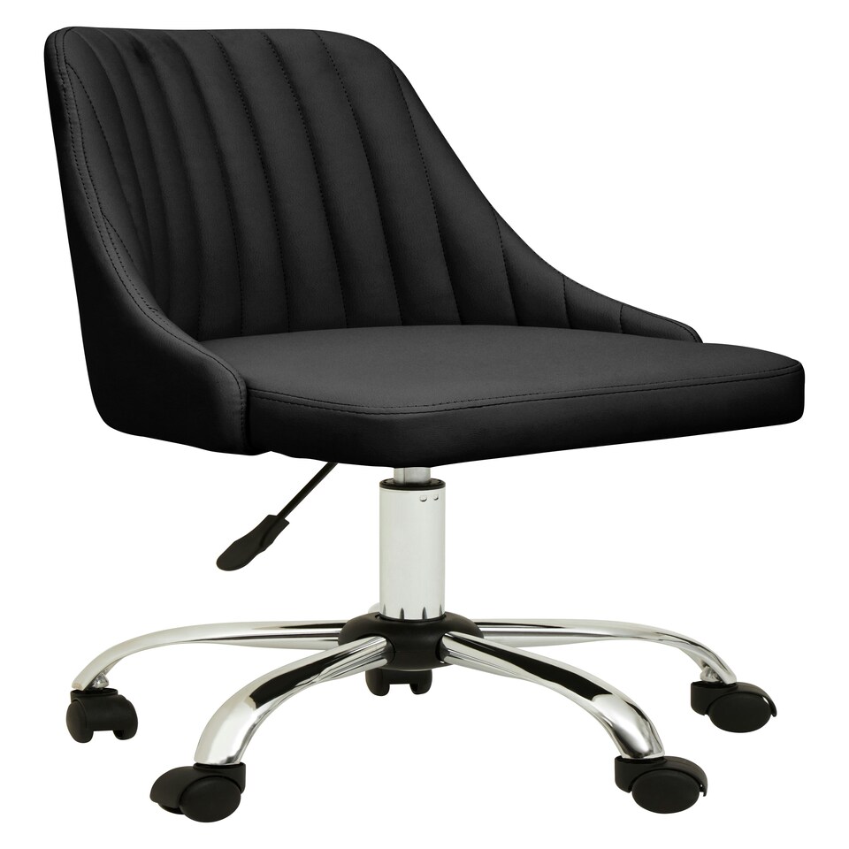 image 1 of Interiors by Premier Brent Ribbed Black And Chrome Home Office Chair