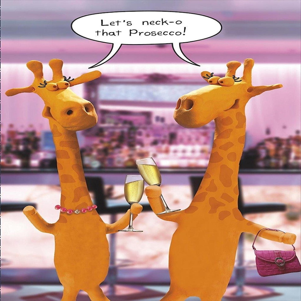 image 1 of Humour Birthday Card, 'Let's Neck-O That Prosecco'