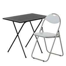 Harbour Housewares Wooden Folding Desk & Chair Set - Black/White