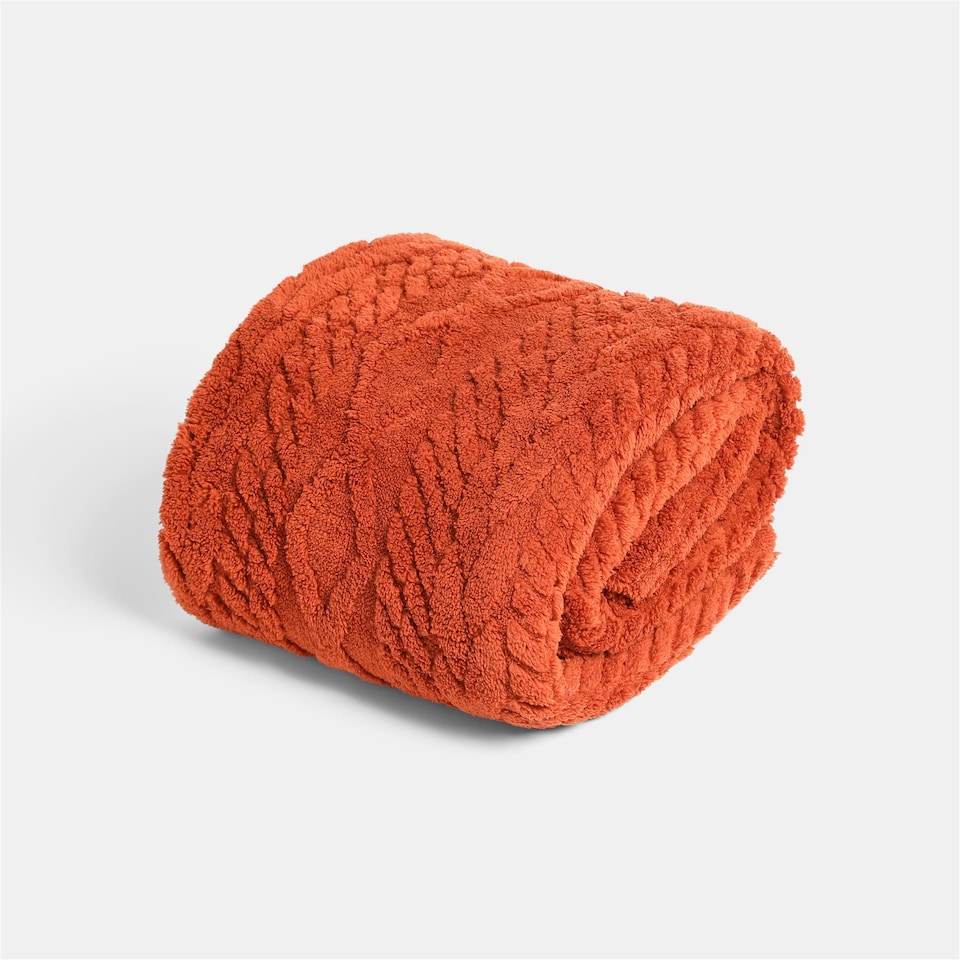 image 1 of OHS Cable Knit Sherpa Throw Soft Fleece Lined Sofa Bed Blanket