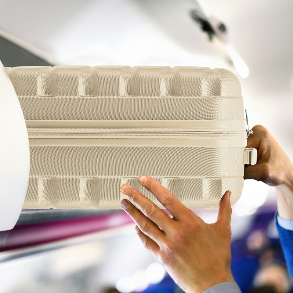 image 1 of 55x35x25cm Air France & KLM Maximum Size Cabin Carry On - Lightweight 4 Wheel ABS Hard Case Cabin Carry On Hand Luggage 35+ Airline Approved Cream | Champagne | Cabin Bag