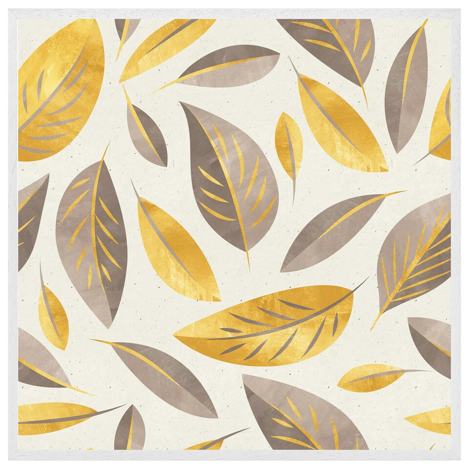 image 1 of Botanical gold and purple leaf (Picture Frame) White | XS