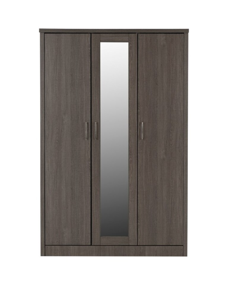 image 1 of Lisbon 3 Door Wardrobe - L53.5 x W120 x H187 cm - Black Wood Grain | Black