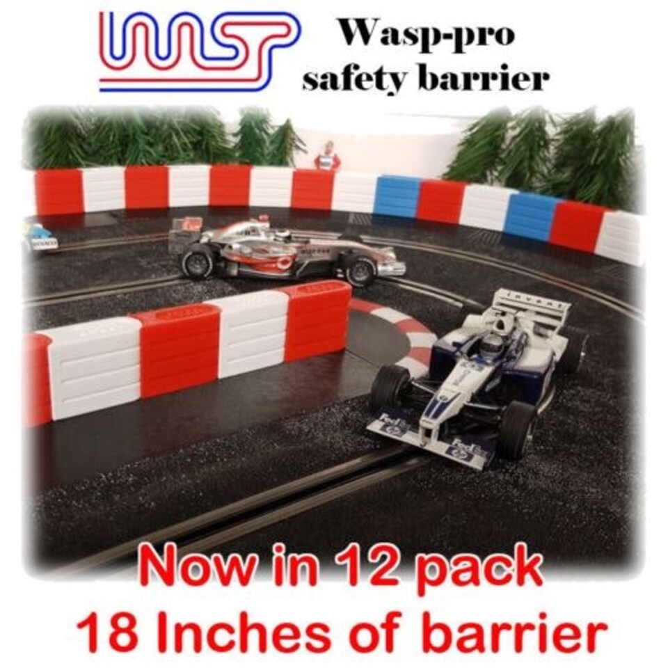 image 1 of Slot Car Track Scenery Red Barriers x 12 1:32 Scale NEW Wasp