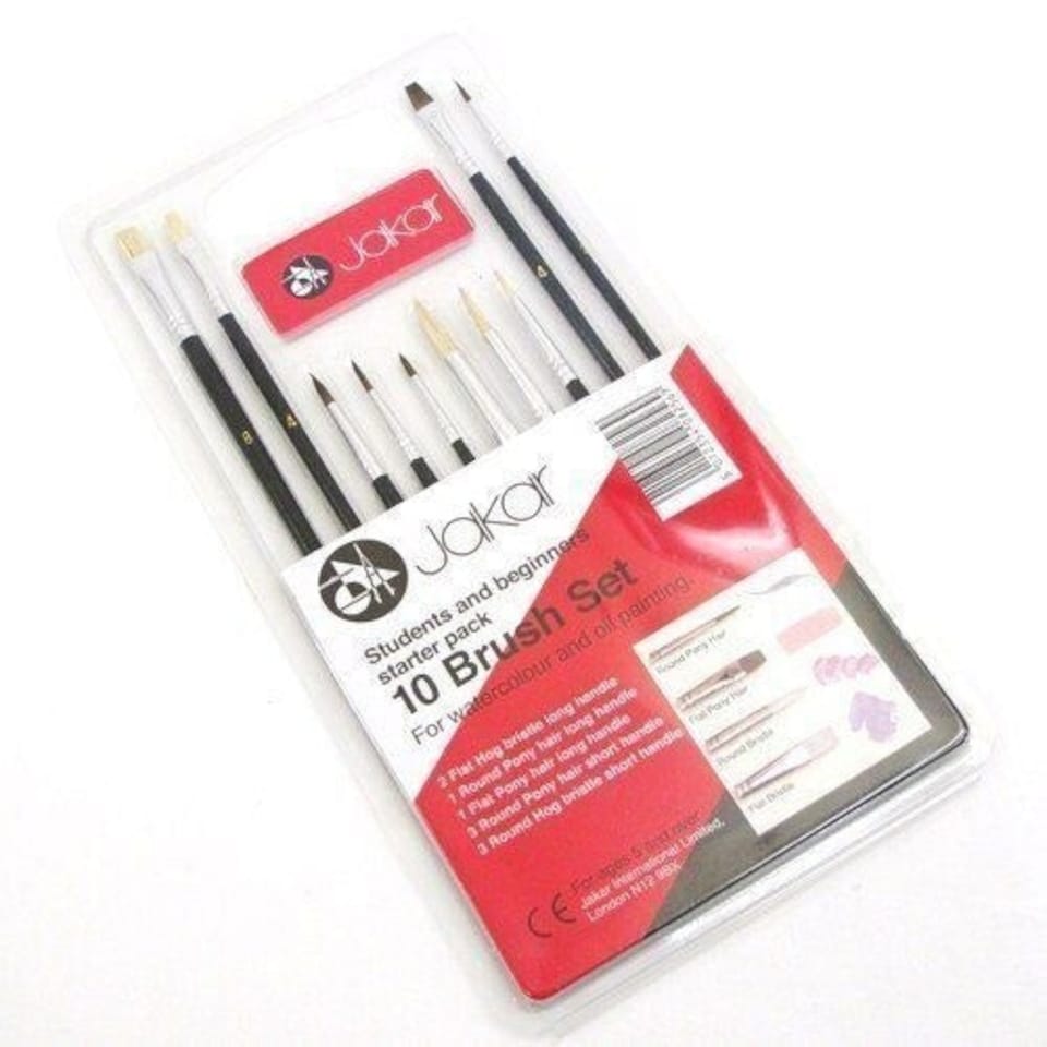 image 1 of Jakar 10 Brush Set for Watercolour and Oil Painting