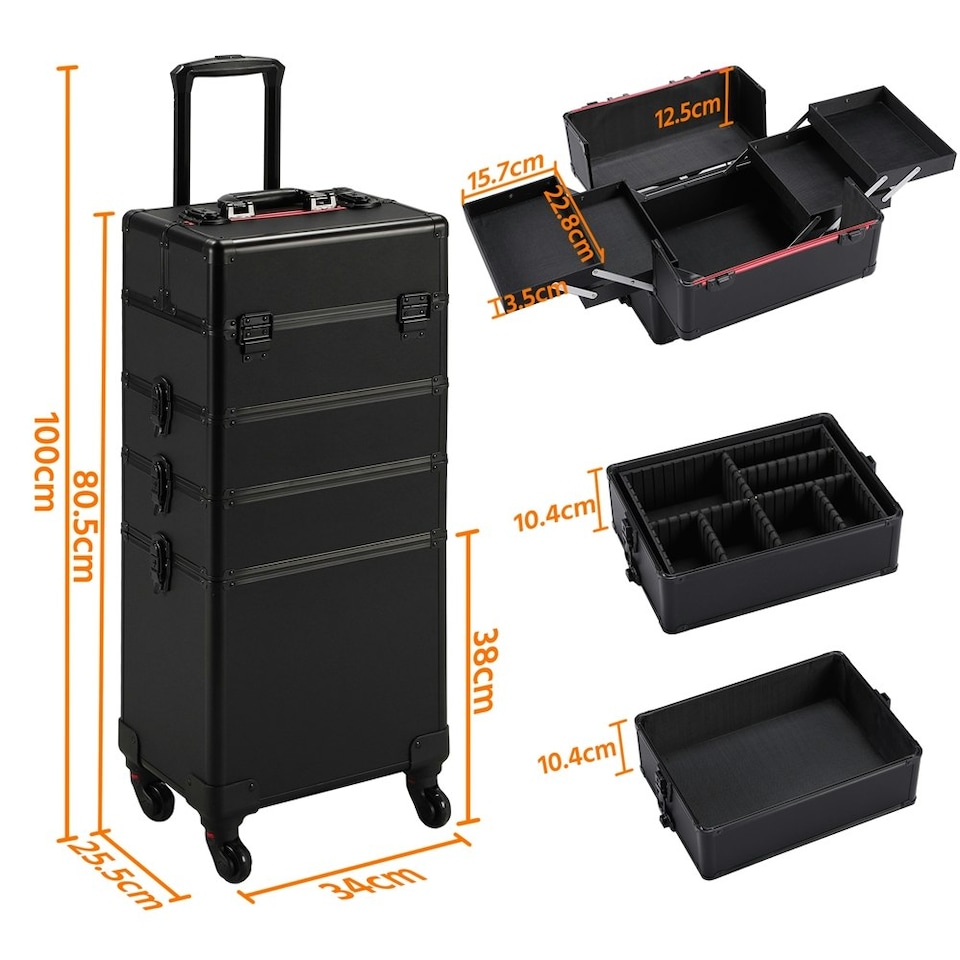 image 1 of Yaheetech 4-in-1 Large Capacity Makeup Trolley Black | Black