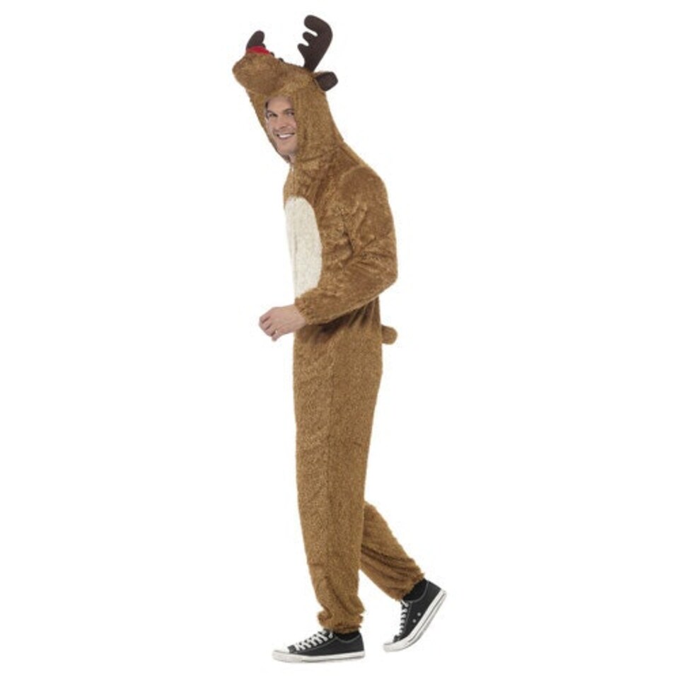 image 1 of Reindeer Christmas Onesie Fancy Dress Costume Unisex Adult Medium Brown | M