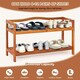 image 7 of COSTWAY 2-Tier Wood Shoe Rack Solid Shoe Storage Shelf Brown