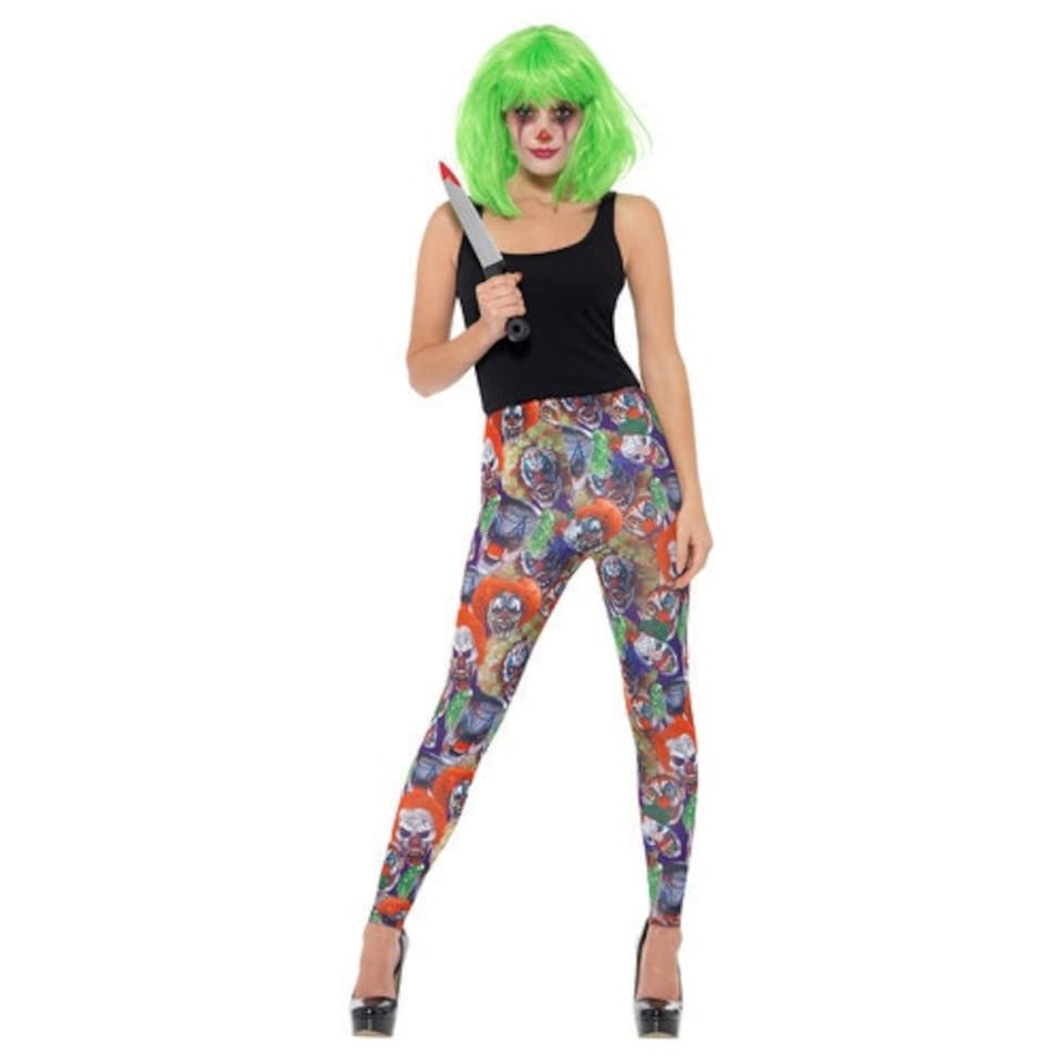 image 1 of Creepy Clown Leggings Fancy Dress Costume Ladies Small - UK 8-10