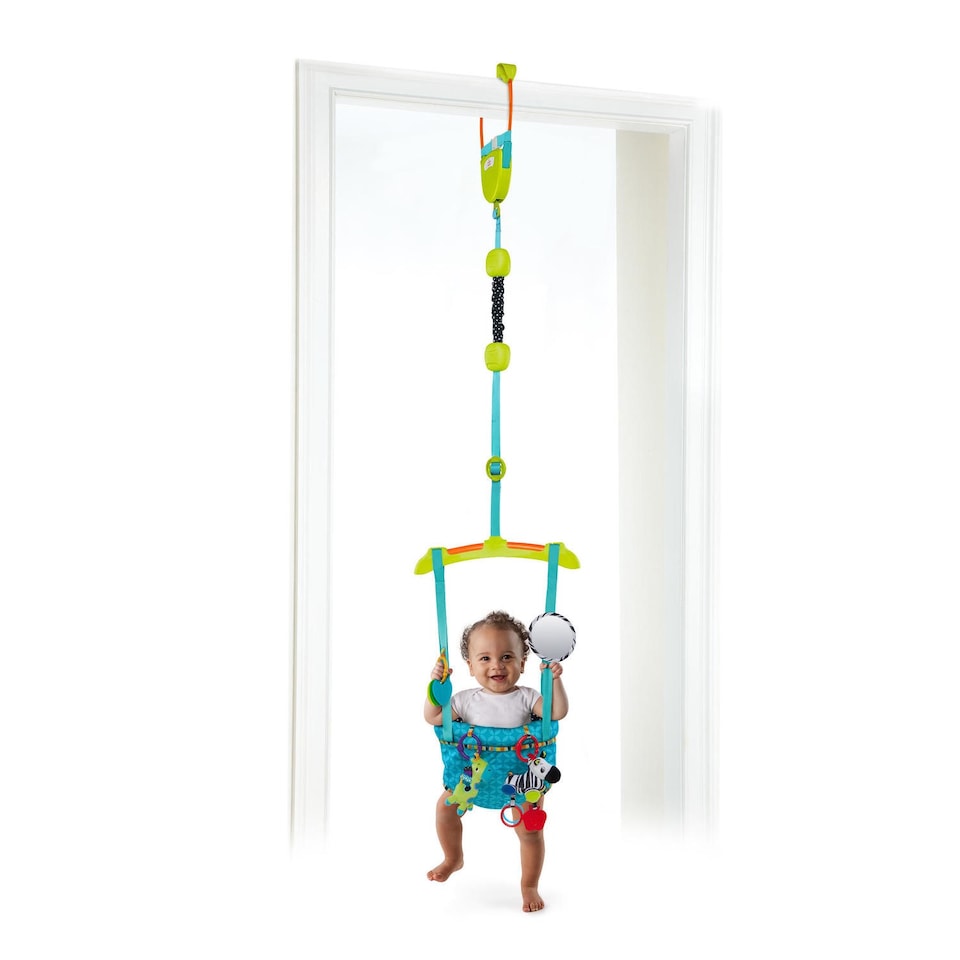 image 1 of Bright Starts Bounce 'n Spring Deluxe Baby Door Jumper with Take-Along Toys 6M+