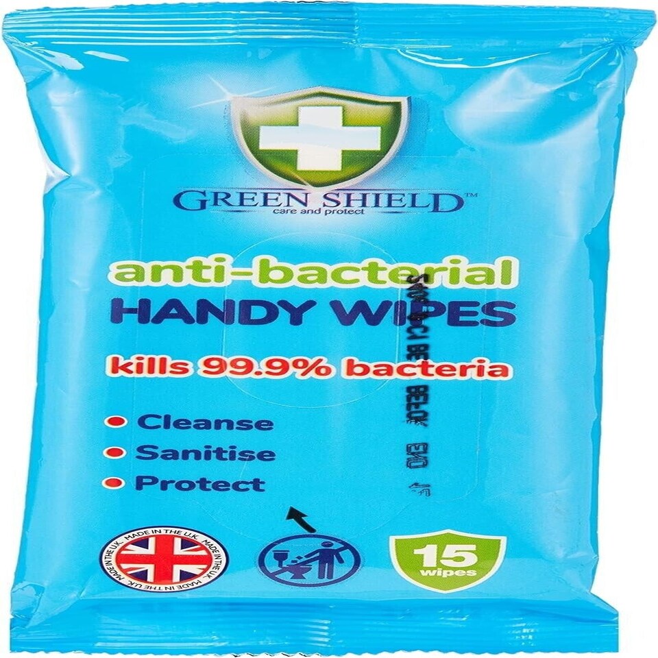 GreenShield Anti-Bacterial Handy Wipes 15 Wipes