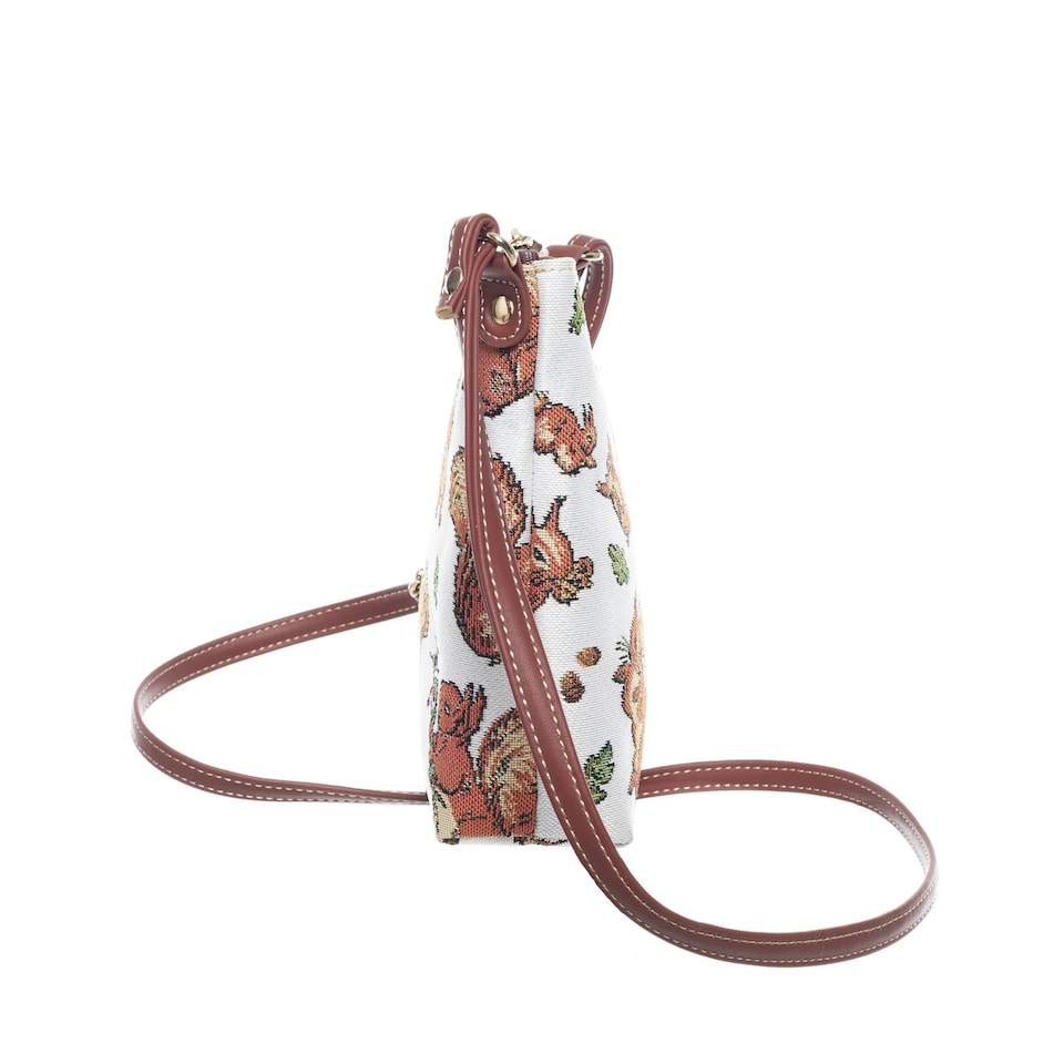 image 1 of Signare Adjustable Sling Bag - Peter Rabbit Squirrel Nutkin Brown | Beige