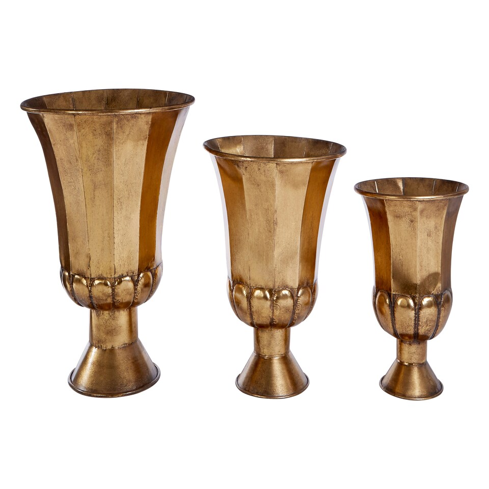 image 1 of Reza Oversized Gold Finish Planters Gold