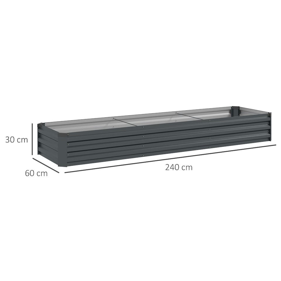 image 1 of Outsunny Galvanised Raised Bed for Garden, Outdoor Elevated Planter Box, Grey