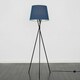 image 1 of ValueLights Camden Black Tripod Floor Lamp Navy Blue Taper Shade & Bulb Blue