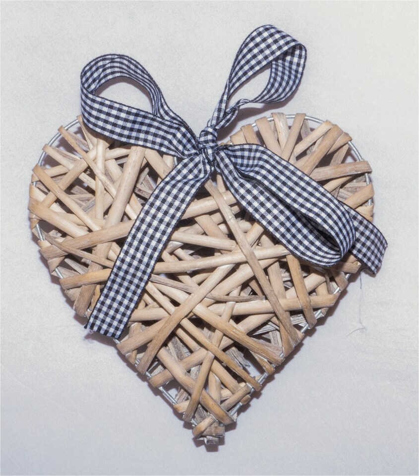 image 1 of St Helens Light Grey Wicker Christmas Heart Woven Willow
