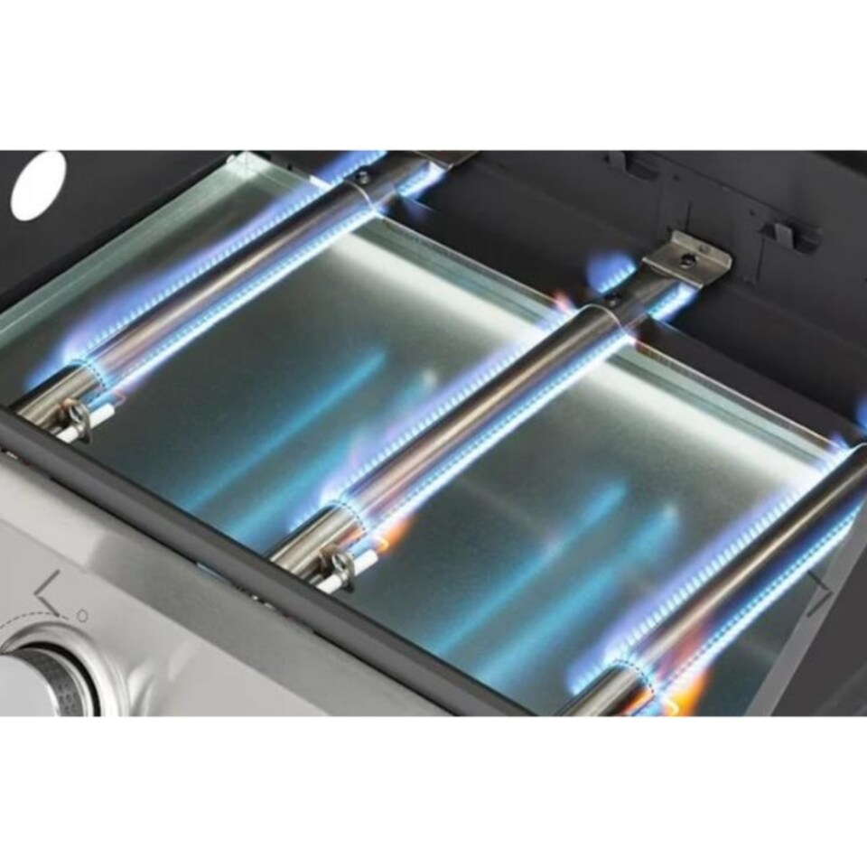 image 1 of Premium 3 Burner Gas BBQ with Folding Shelves, Built-in Thermometer & Gas Bottle Storage