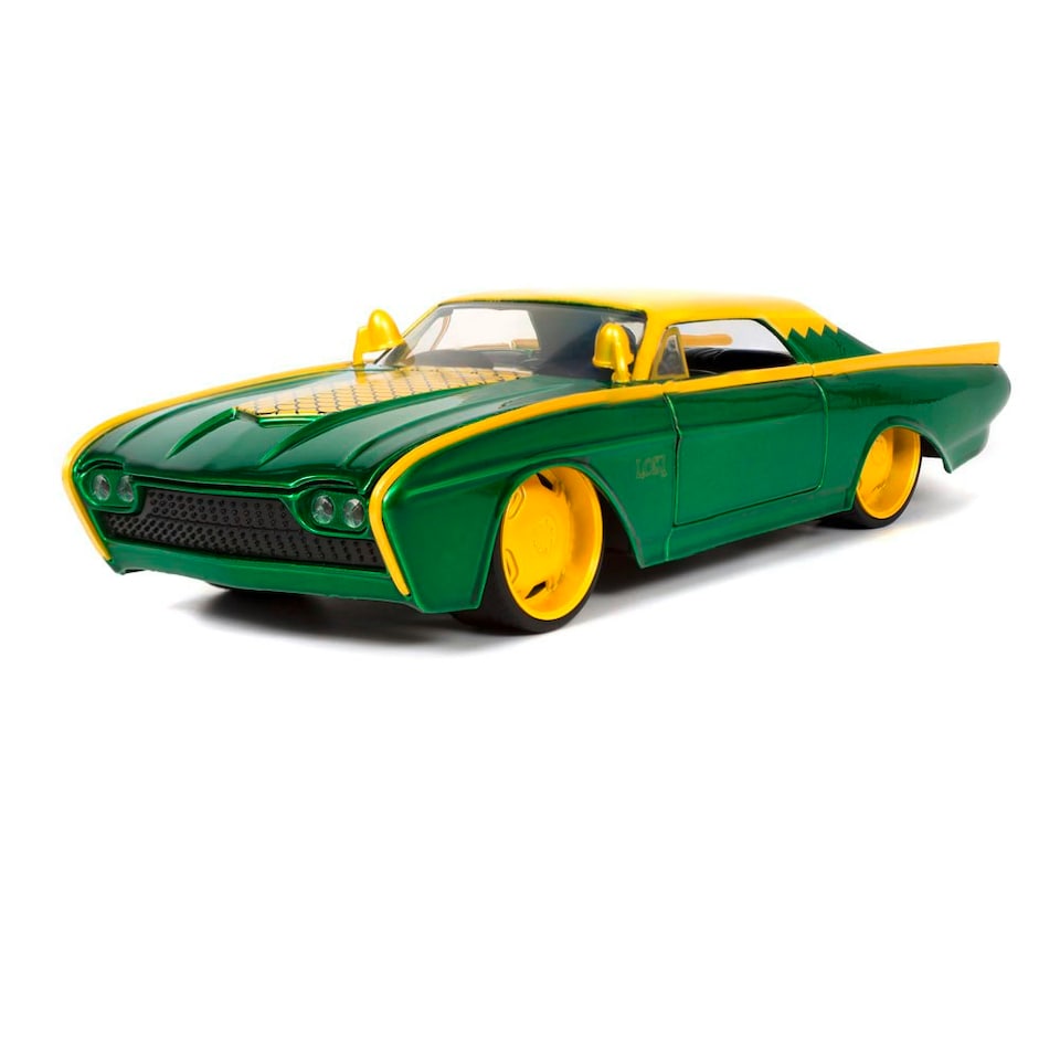 image 1 of MARVEL COMICS Loki 1963 Ford Thunderbird Die Cast Vehicle with Figure, Green/Yellow (253225026SSU)