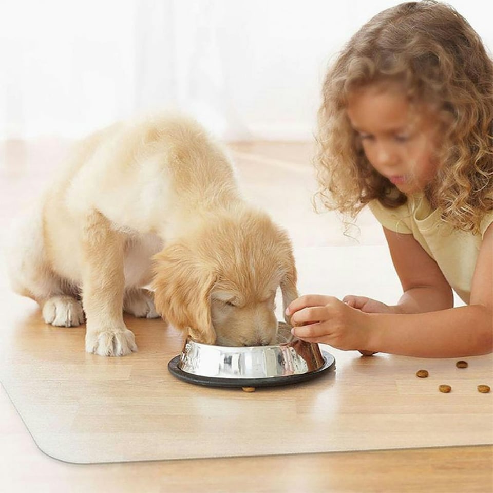 image 1 of Living and Home PVC Clear Rectangle Non-Slip Chair Mat Floor Carpet Floor Protector, 0.15cm H