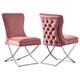 image 1 of Set of 2 Trafalgar Velvet Dining Chairs with Gold Crossed Legs - Modern Upholstered Accent Chair | Pink