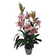 image 1 of Artificial Lily Plant Stargazer Style 90cm Pink White Pot