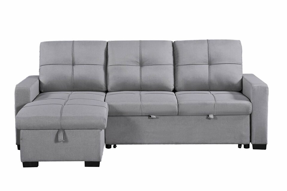 image 1 of Naples Chaise Linen Sofa | Grey | Light Grey | Two Seater