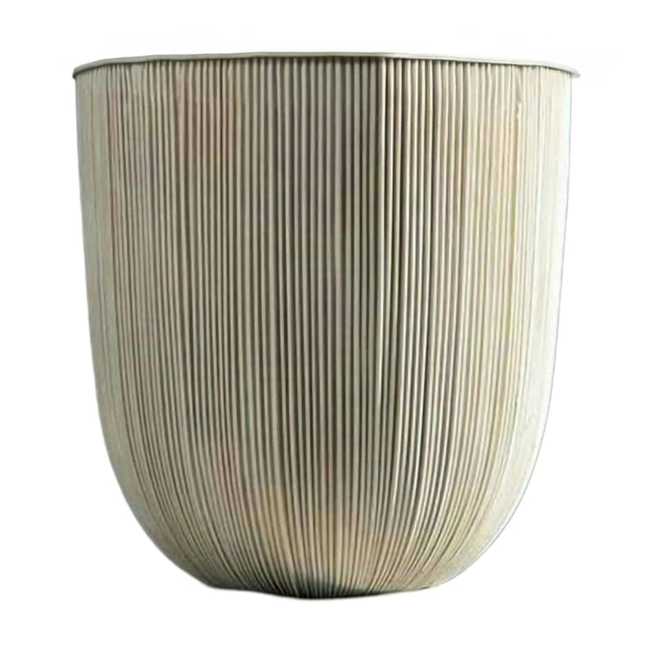 image 1 of Primrose Garden Round Flower Pot Ridged Planter White 38 x 38 x 38 cm