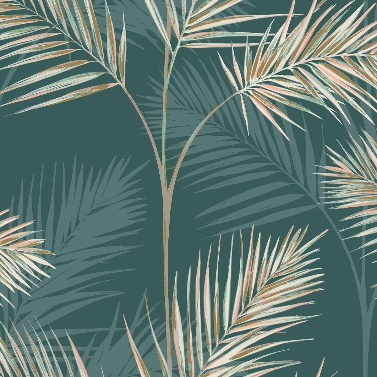 Fine Decor South Beach Palm Leaf Wallpaper - Emerald Green - One Size Green