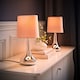 image 3 of ValueLights Teardrop Pair Chrome Touch Table Lamp Pink Shade & Bulb | Pink