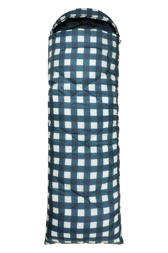 image 1 of Mountain Warehouse Apex 250 Square Sleeping Bag with Carry Bag Two Way Zip Bed | Blue