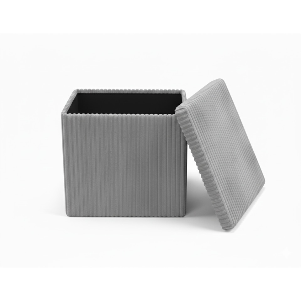 image 1 of Corduroy Square Storage Box with Lid Elegant Organizer for Any Room | Silver