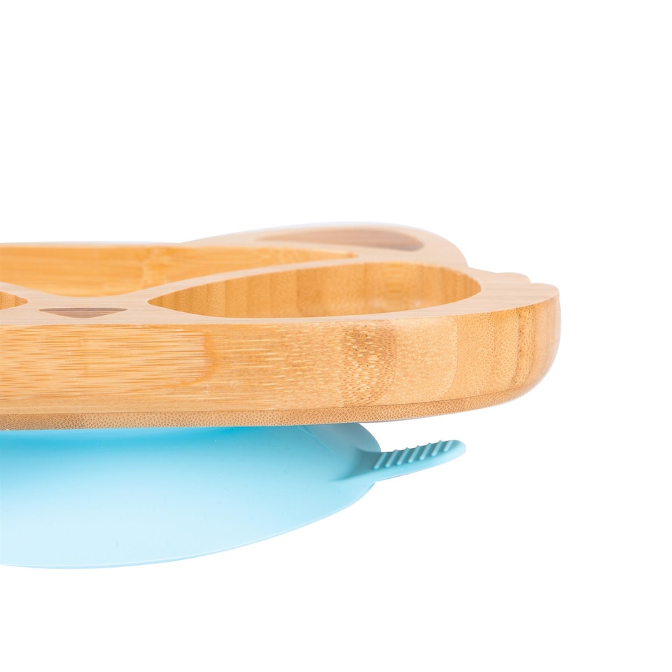 image 1 of Tiny Dining Children's Bamboo Suction Fox Plate - Blue | Blue | Blue