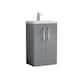 image 1 of Balterley Level Compact Bathroom Cloakroom Vanity Basin Unit with Ceramic Basin, Handles | Grey | Satin Grey | 840 x 510 x 360mm